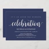 ネイビー素朴ブルーズ結婚エロペメント披露宴 招待状 (正面/裏面)