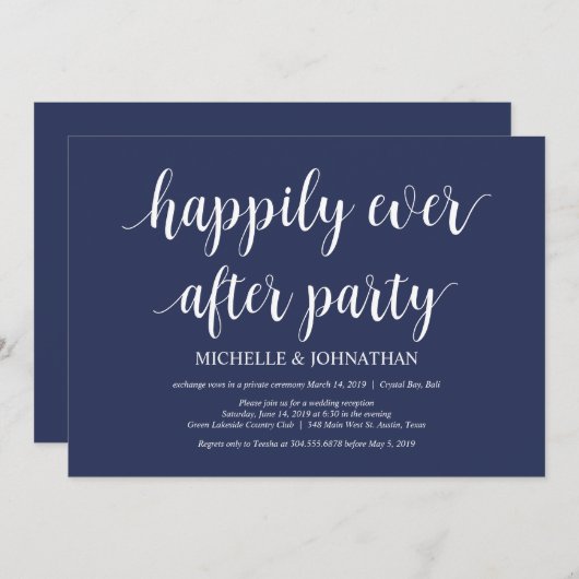 ネイビー素朴ブルーズ結婚エロペメント披露宴 招待状 (正面/裏面)