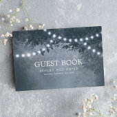 ネイビー素朴ブルーツリーストリングラ結婚イト ゲストブック