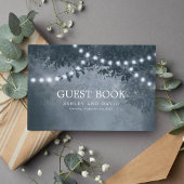 ネイビー素朴ブルーツリーストリングラ結婚イト ゲストブック