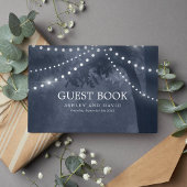 ネイビー素朴ブルーツリーストリングラ結婚イト ゲストブック