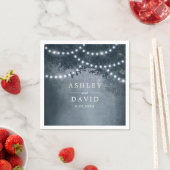 ネイビー素朴ブルーツリーストリングラ結婚イト スタンダードカクテルナプキン (インサイチュ)