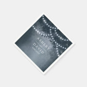 ネイビー素朴ブルーツリーストリングラ結婚イト スタンダードカクテルナプキン (角)