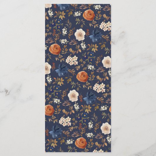 ネイビー素朴ブルーテラコッタフローラのメ結婚ニュー メニュー (裏面)