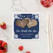 ネイビー素朴ブルーバーラップレースのストリングラ結婚イト スタンダードカクテルナプキン (インサイチュ)