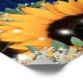 ネイビー素朴ブルーバーンウッドレース結婚のサイン ポスター (角)