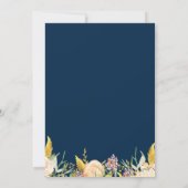 ネイビー素朴ブルーピーチのブーケ結婚ブーケ 招待状 (裏面)