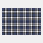 ネイビー素朴ブルーブラックウォッチプレイドメリークリスマス ラッピングペーパーシート (正面)