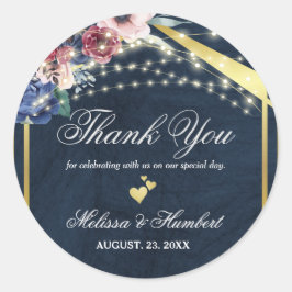 ネイビー素朴ブルーブルゴーニュのストリングラ結婚イト ラウンドシール