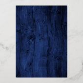 ネイビー素朴ブルーブルゴーニュブライダルシャワーバラ金ゴールド 箔招待状 (裏面)