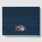 ネイビー素朴ブルーブルゴーニュ赤面フローラ結婚ズ ゲストブック (裏面)