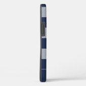 ネイビー素朴ブループレイドパターンモノグラム Case-Mate iPhoneケース (裏面 / 右)