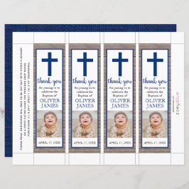 ネイビー素朴ブルーボーイバプテスマ写真ブックマーク