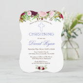 ネイビー素朴ブルーマルサラフローラ《キリスト教》洗礼式や命名式 招待状 (スタンド正面)