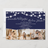 ネイビー素朴ブルーライトスクリプト4枚結婚写真 招待状 (裏面)