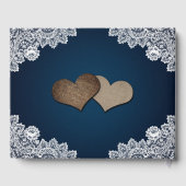 ネイビー素朴ブルーレースひまわり結婚の ゲストブック (裏面)