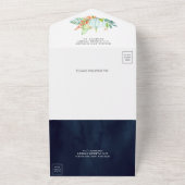 ネイビー素朴ブルーレースホワイトパンプキンス秋の結婚式 オールインワン招待状 (外側)