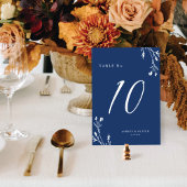 ネイビー素朴ブルーワイルドフラワーボホ結婚の テーブルナンバー