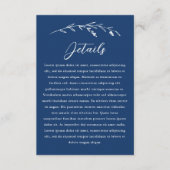 ネイビー素朴ブルーワイルドフラワー結婚ズ詳細 エンクロージャーカード (正面)