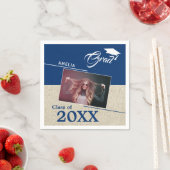 ネイビー素朴ブルー大学院写真修士会 スタンダードカクテルナプキン (インサイチュ)