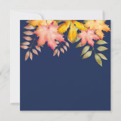 ネイビー素朴ブルー秋紅葉結婚ズ サンキューカード (裏面)