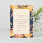 ネイビー素朴ブルー秋紅葉結婚ズ 招待状 (スタンド正面)