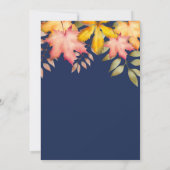 ネイビー素朴ブルー秋紅葉結婚ズ 招待状 (裏面)