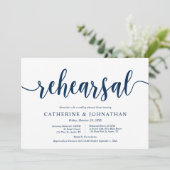ネイビー素朴ブルー結婚のリハーサルとディナー 招待状 (スタンド正面)