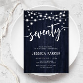 ネイビー素朴ホワイトウッド70th誕生日パーティー 招待状