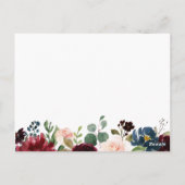 ネイビー素朴マルサラフローラの結婚ウィッシュズカード ポストカード (裏面)