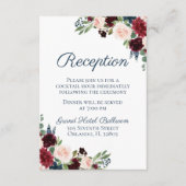 ネイビー素朴マルサラフローラウェディングレセプションカード エンクロージャーカード (正面)