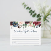 ネイビー素朴マルサラフローラデート夜アイディアカード ポストカード (スタンド正面)