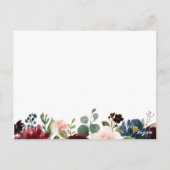 ネイビー素朴マルサラフローラデート夜アイディアカード ポストカード (裏面)