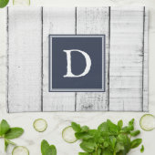 ネイビー素朴モノグラムタオル キッチンタオル (折り畳み)