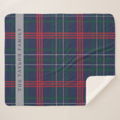ネイビー素朴レッドグリーンタータンチェックプレイドパーソナライズされた シェルパブランケット (正面(横))
