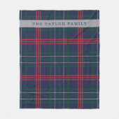 ネイビー素朴レッドグリーンタータンチェックプレイドパーソナライズされた フリースブランケット (正面)