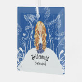 ネイビー結婚ズのガウンの花嫁のクリスマスオーナメント ガラスオーナメント (正面左)