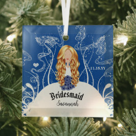 ネイビー結婚ズのガウンの花嫁のクリスマスオーナメント ガラスオーナメント