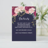 ネイビー結婚ズの詳細カードピンクのブルゴーニュフローラ エンクロージャーカード (スタンド正面)
