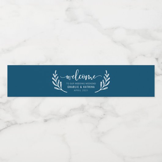 ネイビー結婚ズウィークエンドウェルカムバッグ ペットボトルラベル (シングルラベル)