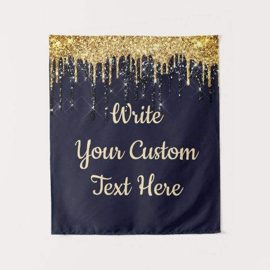 ネイビー結婚ズ写真ブースBackdrop Anniversary Drop タペストリー (正面)