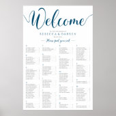 ネイビー結婚ズ座席表アルファベットテーブルプラン ポスター (正面)