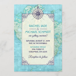 ネイビー結婚ズ旅行招待状 招待状