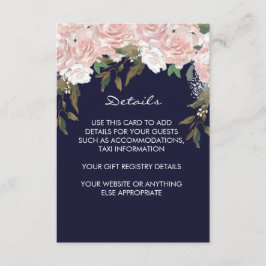 ネイビー結婚ピンクの詳細情報カード エンクロージャーカード