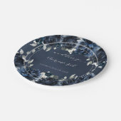 ネイビー結婚ピーニーの7インチランチョン ペーパープレート (アングル)