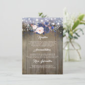 ネイビー結婚フローラインフォメーションゲスト エンクロージャーカード (スタンド正面)