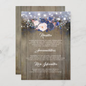 ネイビー結婚フローラインフォメーションゲスト エンクロージャーカード (正面/裏面)