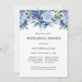 ネイビー結婚フローラズダスティブルーリハーサルディナー 招待状 (正面)