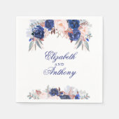 ネイビー結婚フローラ スタンダードカクテルナプキン (正面)
