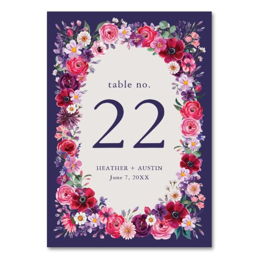 ネイビー結婚フローラ テーブルナンバー (正面)